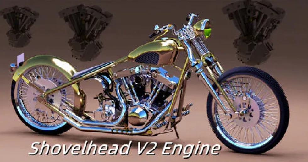 CISON FG-VT157 15.7cc Mini OHV V-twin V2 Shovelhead Engine 4-Stroke Air-cooled Gasoline Engine Motorcycle RC Engine Model