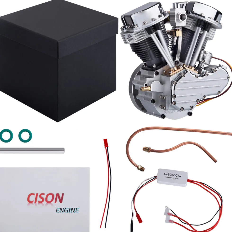 CISON FG-VT9 9cc V-Twin V2 Engine 4-Stroke Dual Black Cylinder 4-Stroke Air-cooled Motorcycle Gasoline Engine