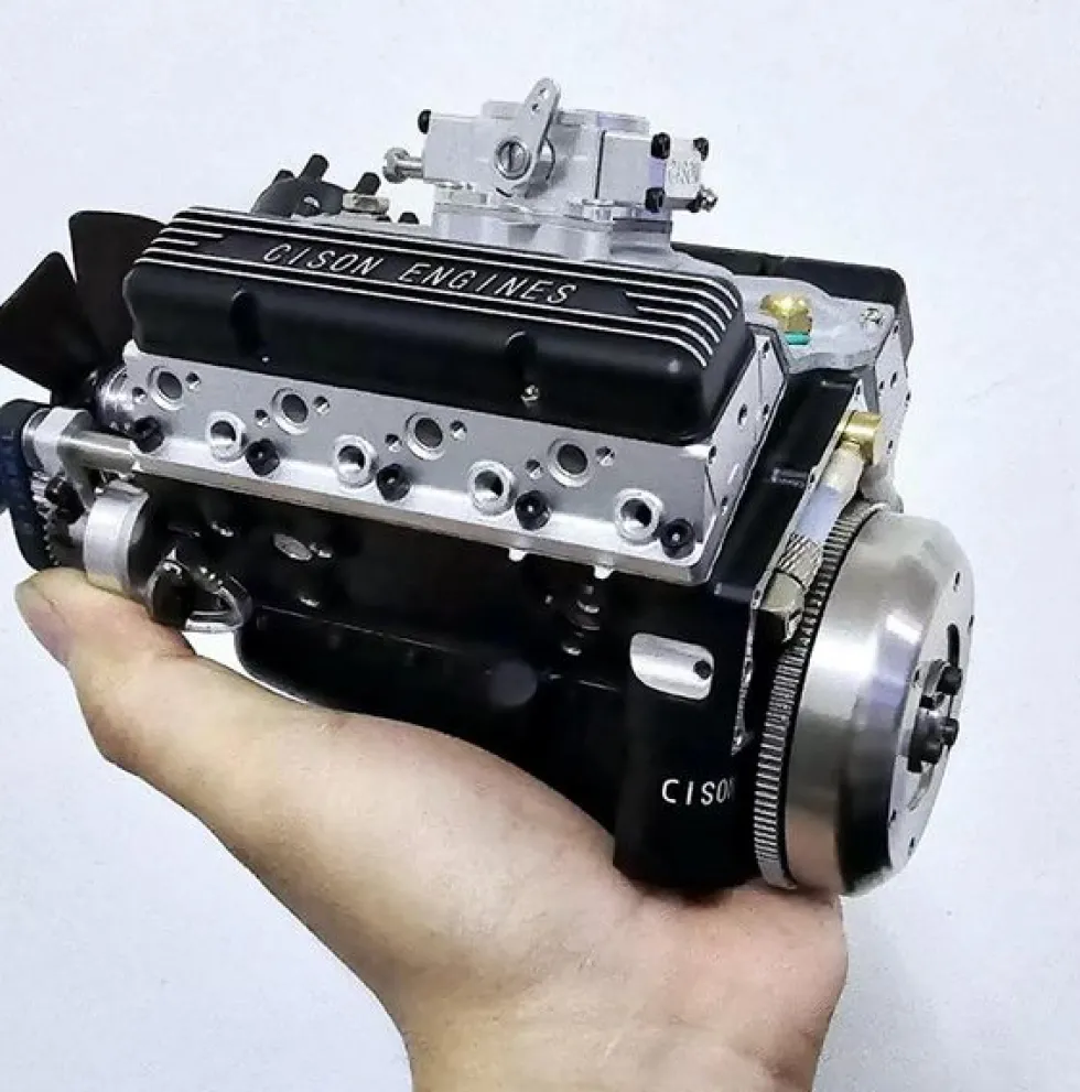 CISON Small-block 44CC 1/6 Scale Water-Cooled OHV 4-Stroke V8 Gas Engine Internal Combustion Engine - Build Your Own V8 Engine that Works
