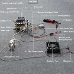 CISON V8 Engine LS-52 Small-block 52CC 1/5 Water-Cooled 4-Stroke 8-Cylinder Gasoline Engine Internal Combustion V8 Engine Model Kit that Works