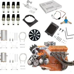 CISON V8 Engine Pro Small-block 44CC 1/6 Scale Water-Cooled 4-Stroke 8-Cylinder Gasoline Engine Internal Combustion V8 Engine Model Kit that Works