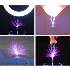 10cm Electronic Music Tesla Coil Artificial Lightning Hand Touch Magnetic Storm Coil Experimenting Device Teaching Tool Desktop Toy