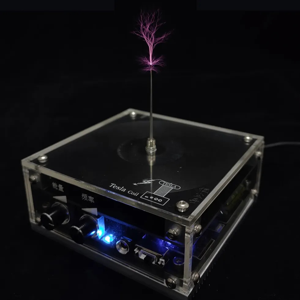 10cm Electronic Music Tesla Coil Artificial Lightning Hand Touch Magnetic Storm Coil Experimenting Device Teaching Tool Desktop Toy