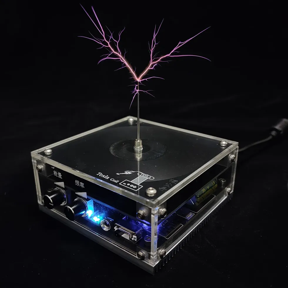 10cm Electronic Music Tesla Coil Artificial Lightning Hand Touch Magnetic Storm Coil Experimenting Device Teaching Tool Desktop Toy