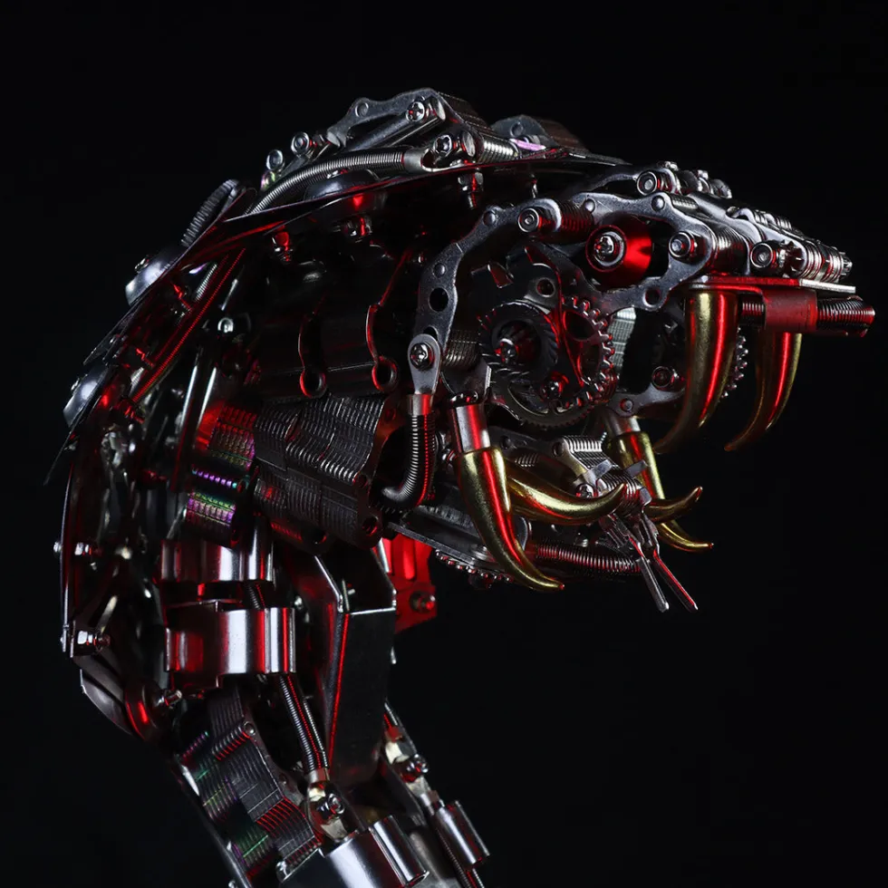 Cobra Snake 3D Metal Puzzle Kit Athanatos Half Body Serpent Statue with Lights 400+Pcs