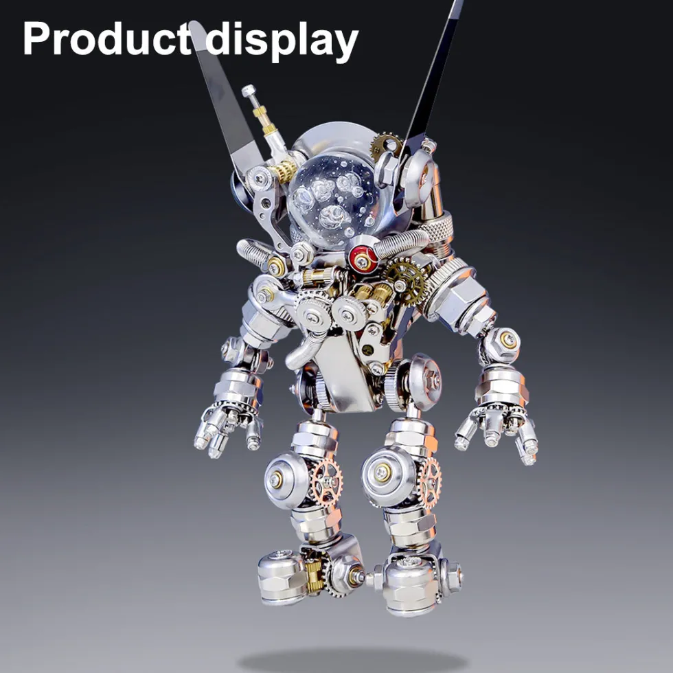 3D DIY Assembly Metal Mechanical Aerospace Rabbit with Lights & Stand Model Sci-fi Punk Toy Set -500CS