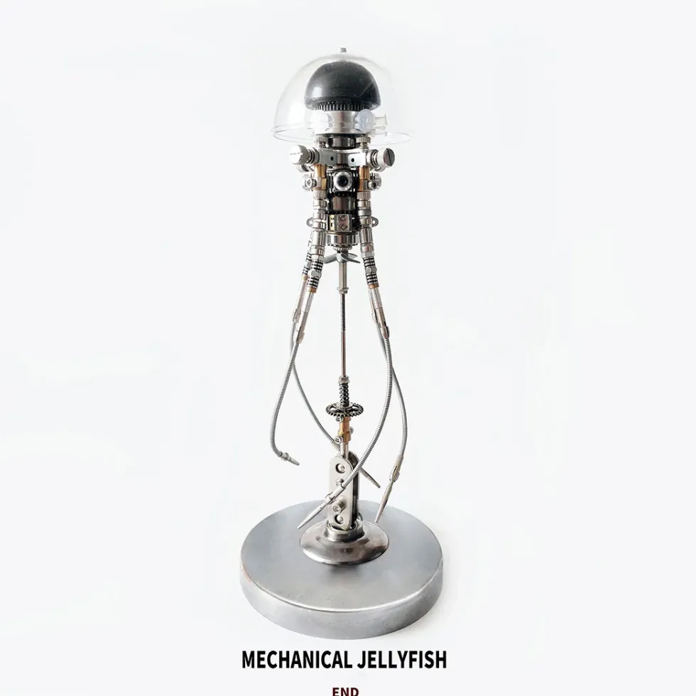 3D DIY Mechanical Jellyfish Steampunk Bionic Model with LED Lights Creative Desk Ornament