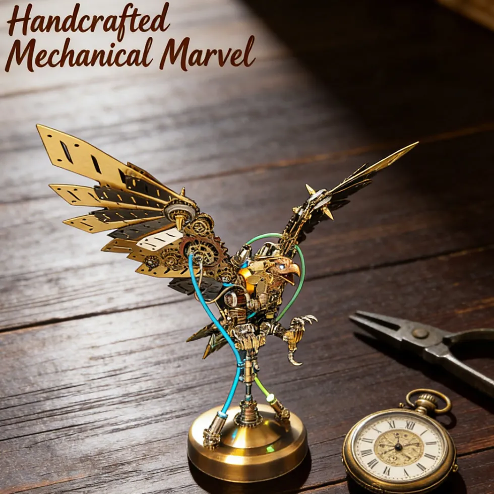 3D DIY Steampunk Metal Mechanical Eagle Model Kit, Creative Trendy Display - 650PCS