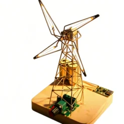 DIY Metal Industrial-Style Windmill Lamp Model Kit - Rotatable Creative Desktop Lamp