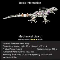 DIY Steampunk Chameleon Lizard Mechanical 3D Metal Model Kit 1000PCS Difficult Puzzle