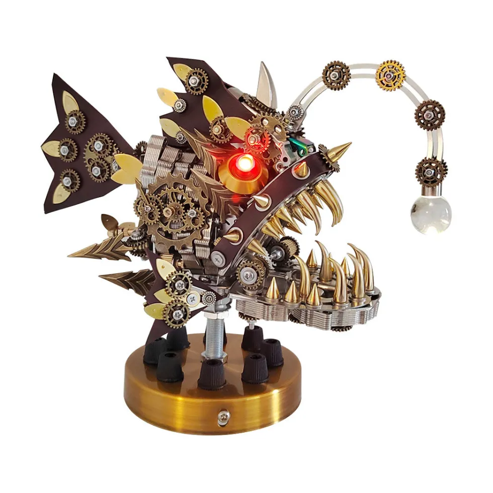 3D Metal Lantern Fish DIY Steampunk Assembly Anglefish Model Colorful Lamp Creative Trendy Toy -700PCS