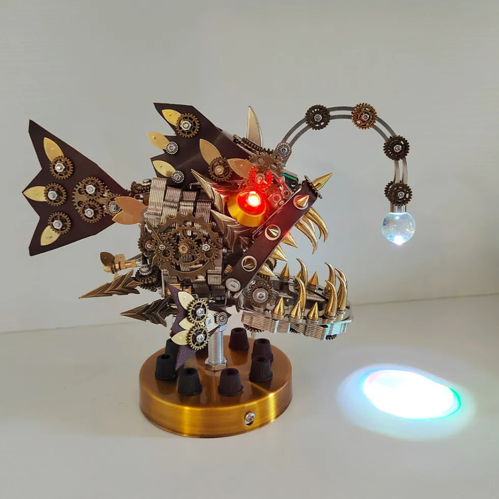 3D Metal Lantern Fish DIY Steampunk Assembly Anglefish Model Colorful Lamp Creative Trendy Toy -700PCS