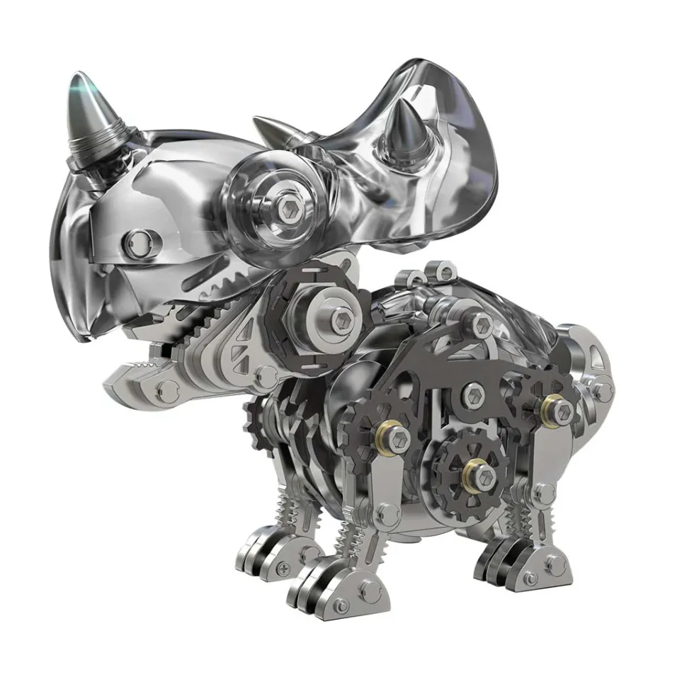 3D Metal Mechanical Dinosaur Model Kit DIY Triceratops Assembly Model - 160PCS