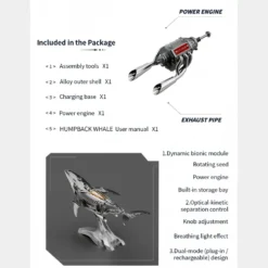 3D Metal Mechanical Humpback Whale Model Kit– DIY Marine Creature Assembly Puzzle Toy