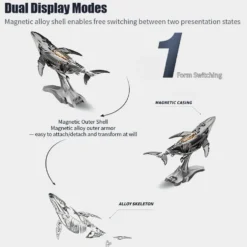 3D Metal Mechanical Humpback Whale Model Kit– DIY Marine Creature Assembly Puzzle Toy