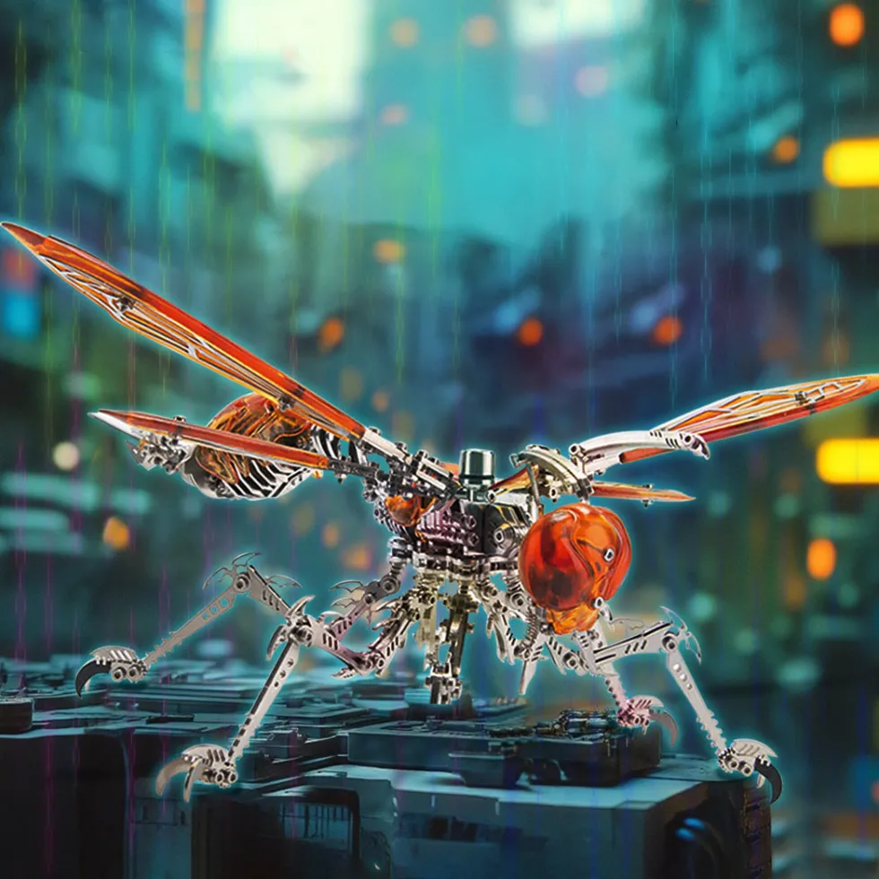 3D Metal Mechanical Wasp Puzzle Model Kit with LED Lights