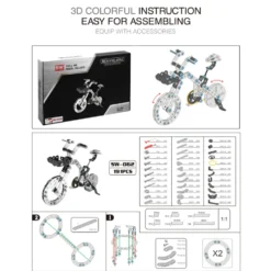 3D Metal Puzzle Bicycle Assembly Kit DIY Model Toys Kit Adults Kids -191PCS