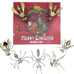 3D Metal Puzzle DIY Mini Steampunk Small Insects Metal Assembly Model Kits Christmas Set