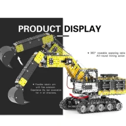 3D Metal Puzzle RC Excavator Model Kit 2.4G 12CH Metal Simulation of Alloy Excavator Construction Vehicle Model Construction-2544PCS