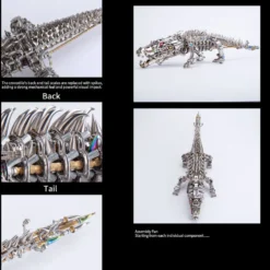 3D Metal Sleeping Crocodile DIY Metal Puzzle Model Kit Mechanical Assembly Crafts 1500+PCS