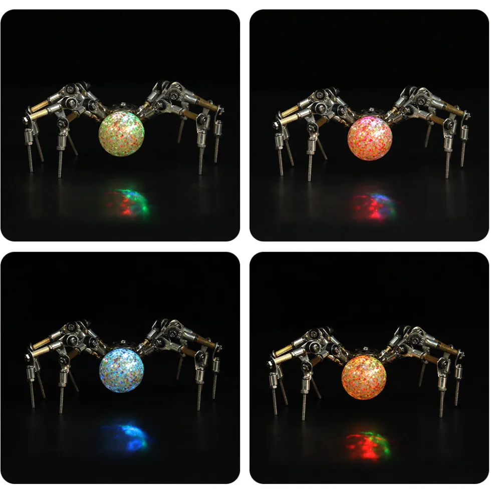 3D Metal Spider Model DIY Kits with 2CM Glowing Crystal Ball -270PCS+