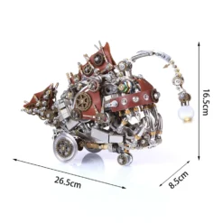 3D Metal Steampunk Craft Puzzle Mechanical Anglefish Model DIY Assembly with Luminous Bulb Creative Gift-1064PCS+