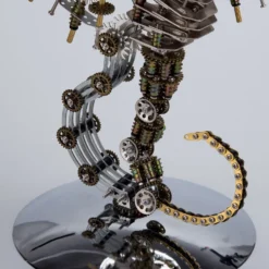 3D Metal Steampunk Craft Puzzle Mechanical Underwater Seahorse with Lamp Model DIY Assembly for Home Decor Creative Gift-2100PCS
