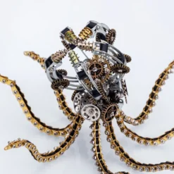 3D Metal Steampunk Galaxy Craft Puzzle Mechanical Octopus with Desk Lamp Model DIY Assembly for Home Decor Creative Gift-1060PCS