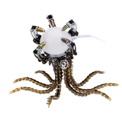 3D Metal Steampunk Galaxy Craft Puzzle Mechanical Octopus with Desk Lamp Model DIY Assembly for Home Decor Creative Gift-1060PCS