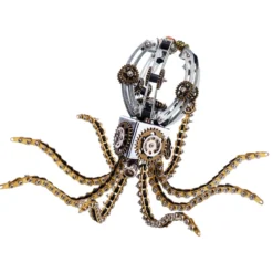 3D Metal Steampunk Galaxy Craft Puzzle Mechanical Octopus with Desk Lamp Model DIY Assembly for Home Decor Creative Gift-1060PCS