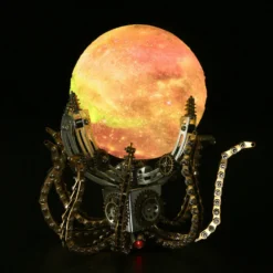 3D Metal Steampunk Galaxy Craft Puzzle Mechanical Octopus with 16 Colors Tap and Remote Control Lamp Model DIY Assembly for Home Decor Creative Gift-1060PCS