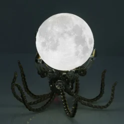 3D Metal Steampunk Galaxy Craft Puzzle Mechanical Octopus with 16 Colors Tap and Remote Control Lamp Model DIY Assembly for Home Decor Creative Gift-1060PCS
