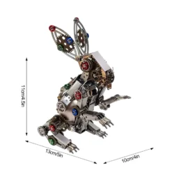 3D Metal Steampunk Puzzle Mechanical Easter Bunny Rabbit Model DIY Assembly Animal Jigsaw Puzzle Kit with Egg-500PCS+