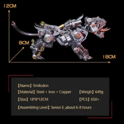 3D Metal Tiger Kit Assembly Smilodon Model Saber-toothed Tiger - 650PCS+
