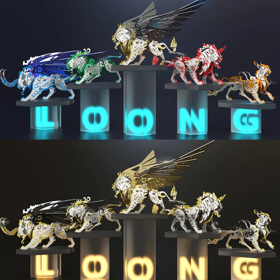 3D Puzzle DIY Model Kit Jigsaw Metal Tiger Model Ancient Chinese Beasts Mechanical Assembly Crafts