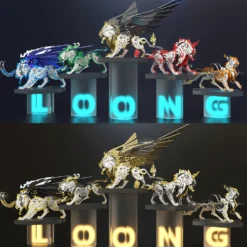 3D Puzzle DIY Model Kit Jigsaw Metal Tiger Model Ancient Chinese Beasts Mechanical Assembly Crafts-Black Golden