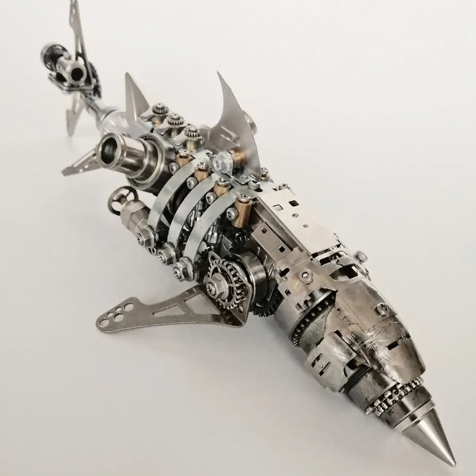 3D Puzzle Model Kit Mechanical Shark with Display Platform Metal Games DIY Assembly Jigsaw Crafts Creative Gift-209PCS