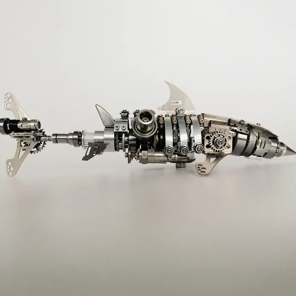 3D Puzzle Model Kit Mechanical Shark with Display Platform Metal Games DIY Assembly Jigsaw Crafts Creative Gift-209PCS
