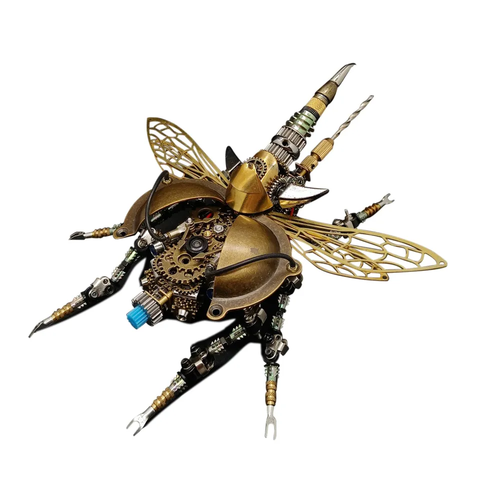 3D Puzzle Model Kit Mechanical Rotatable Beetle with Voice Control Light Metal Games DIY Assembly Jigsaw Crafts Creative Gift