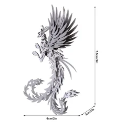 3D Puzzle Model Kit Mechanical Oriental Mystery Creature Silver Phoenix Metal Games DIY Assembly Jigsaw Crafts Creative Gift