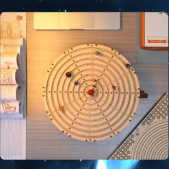 3D Wooden Mechanical Orrery Solar System Model Kit, DIY STEM Educational Desktop Display (413PCS)