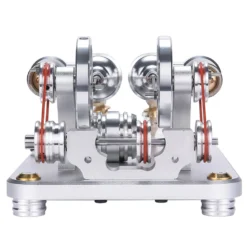 ENJOMOR 2 Cylinder Stirling Engine Model Generator Model with Voltage Meter and LED Lamp Bead - STEM Toy