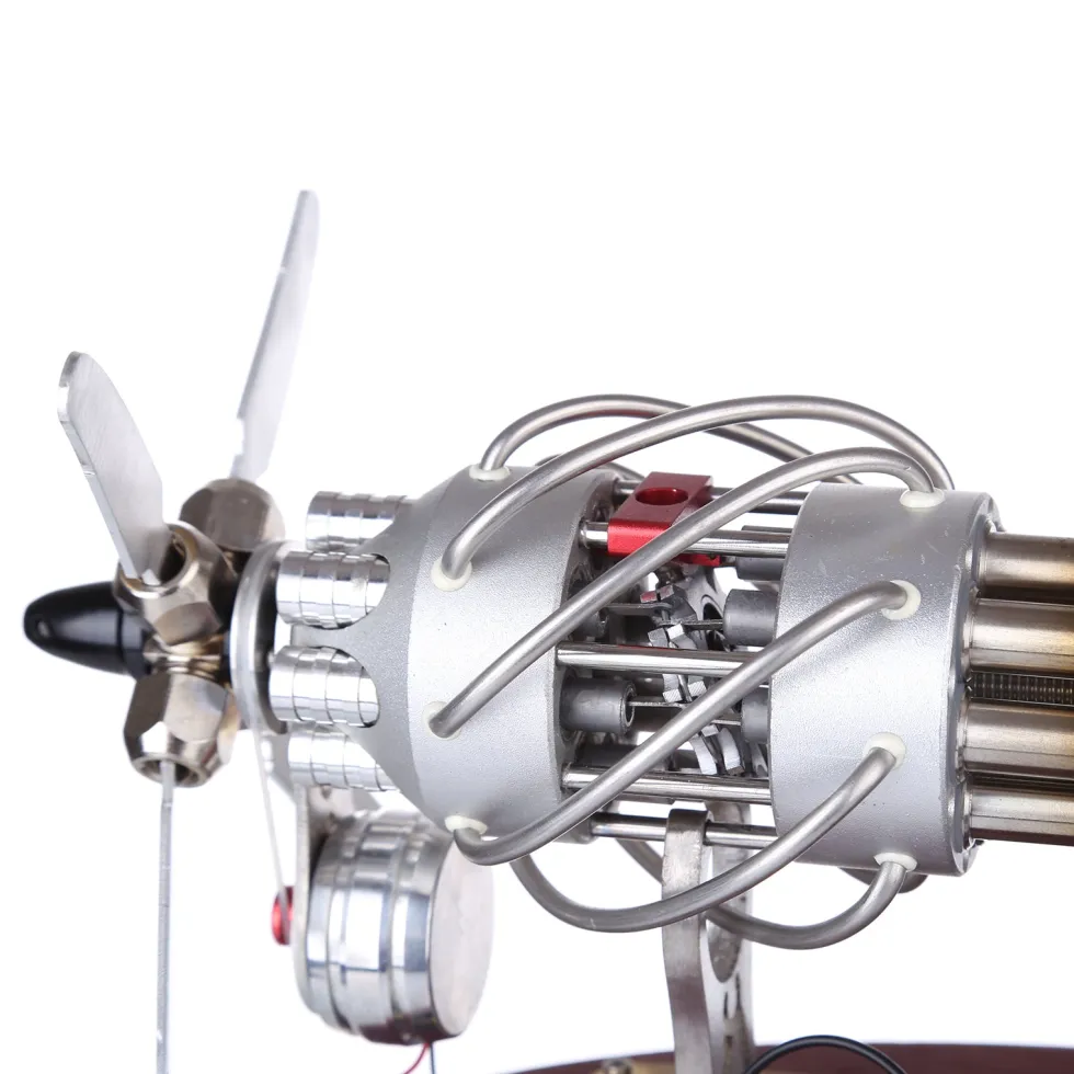 ENJOMOR 16 Cylinder Swash Plate Stirling Engine Generator Model with LED and Voltage Digital Display Meter - STEM Toy