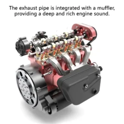 ENJOMOR L4 Engine GS-L4 36cc DOHC Inline 4 Cylinder 4 Stroke Water-Cooled L4 RC Gasoline Engine Model that Works - Speed Up to 12,000rpm