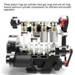 ENJOMOR L4 Engine GS-L4 36cc DOHC Inline 4 Cylinder 4 Stroke Water-Cooled L4 RC Gasoline Engine Model that Works - Speed Up to 12,000rpm