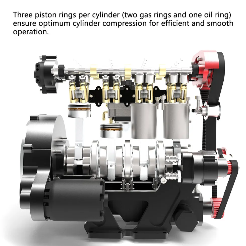 ENJOMOR L4 Engine GS-L4 36cc DOHC Inline 4 Cylinder 4 Stroke Water-Cooled L4 RC Gasoline Engine Model that Works - Speed Up to 12,000rpm