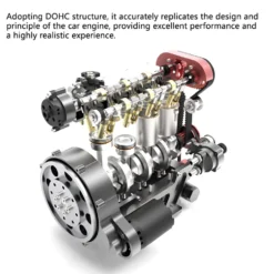 ENJOMOR L4 Engine GS-L4 36cc DOHC Inline 4 Cylinder 4 Stroke Water-Cooled L4 RC Gasoline Engine Model that Works - Speed Up to 12,000rpm