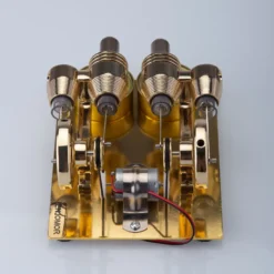 ENJOMOR Paratactic 4 Cylinder Hot Air Stirling Engine Model Mini Electric Generator with Light Bulb and Voltmeter - STEM Toy