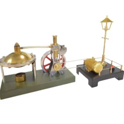 ENJOMOR Retro Vertical Steam Engine Kit with Spherical Boiler and RETROL Mini Steam Generator and Lamp Scene Model Set
