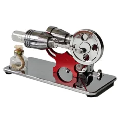 ENJOMOR γ-Type Mirror-Reflective Thermal Air Stirling Engine Generator Model with LED Bulb String